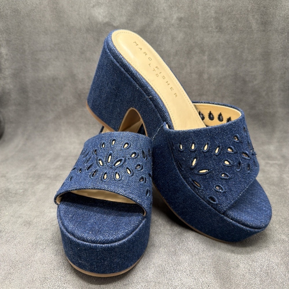 Marc Fisher LTD Platform Mules Foreva Dark Blue Size 6